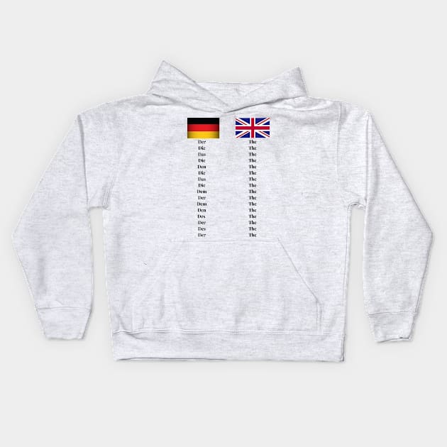 German Words for 'The' Design UK Flag Definite Article Kids Hoodie by Time4German